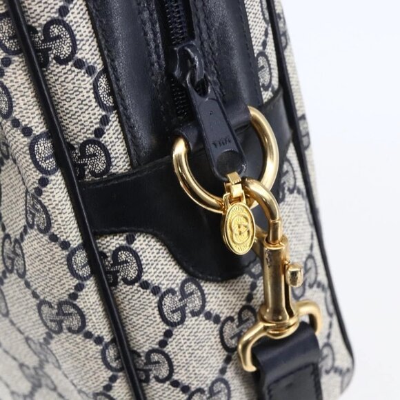 GUCCI GG Supreme Sherry Line Shoulder Bag PVC 2way Navy Gold 010 378 Auth 145988 - Picture 10 of 16